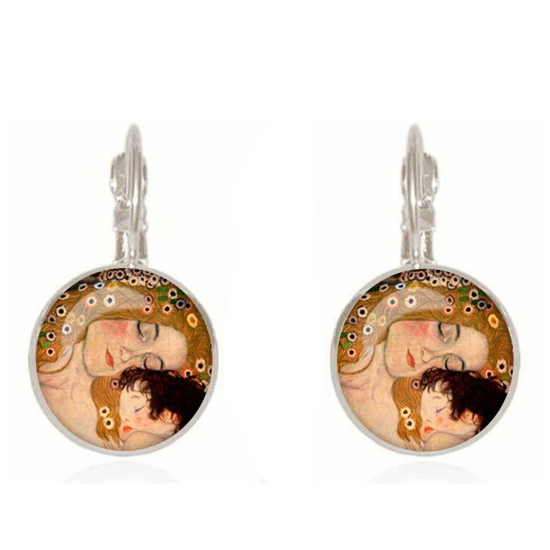 Классические серьги Gustav Klimt The Kiss ювелирные изделия винтажные 18 мм круглые