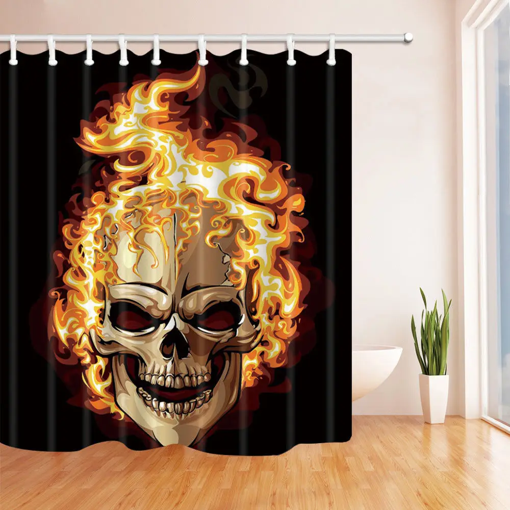 

Burning Skull Bath Curtain Bathroom Waterproof Mildew Resistance