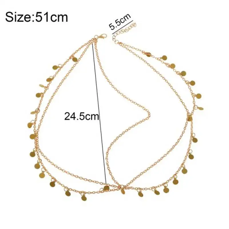 Women Metal Head Chain Hairpiece Headband Fashion Jewelry Multilayers Tassel Round Pendant Head Chain Hair Accessories Jewelry images - 6