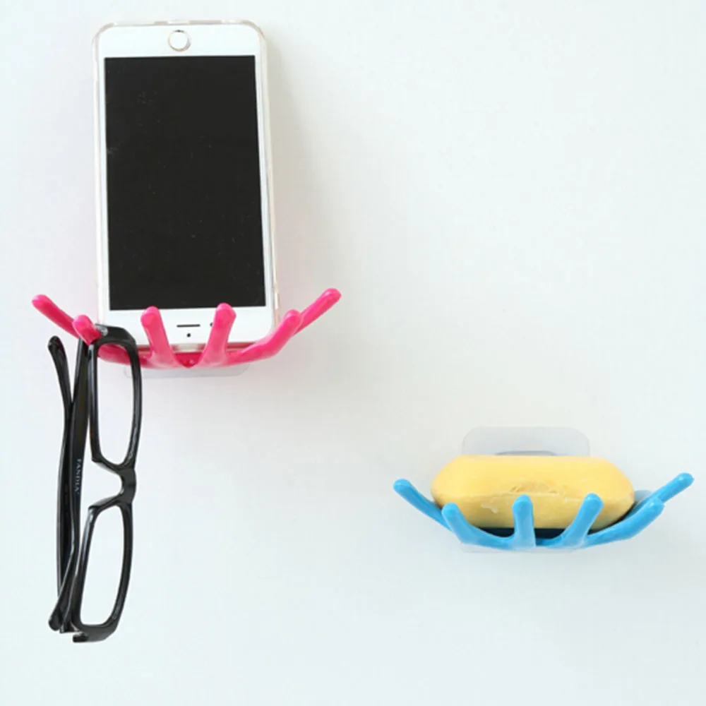 1Pc Bathroom Shelf Towel Soap Dish Holder Kitchen Sink Dish Sponge Storage Holder Rack Robe Hooks Sucker Kitchen Accessories