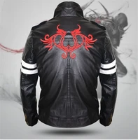 prototype alex mercer black leather jacket coat dragon embroidery mens jacket cosplay a brother coat leather jacket sweater