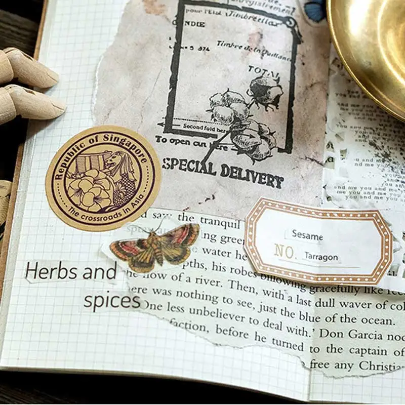 46 шт./кор. Винтаж штамп Стикеры s Скрапбукинг из крафтовой бумаги канцелярские