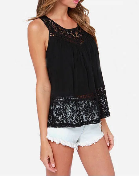 

Women's Clothing Tops & Tees Tanks & Camis Fashion Women Summer Vest Top Sleeveless Casual Hollow Out Lace Tank Tops