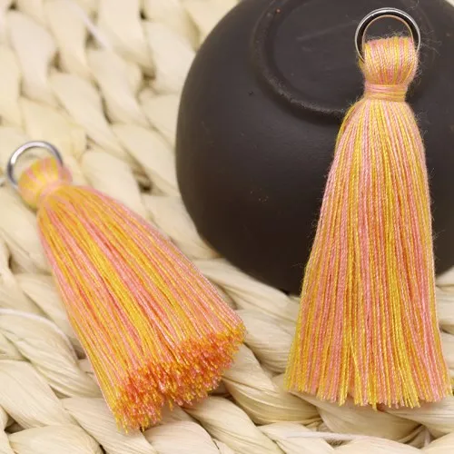 Yellow Pink Смешанный хлопок бахрома 5,5 см Красочные кисточки Богемия Ювелирные изделия Поиск DIY браслет ожерелье изготовление принадлежности аксессуары 10 шт - Цвет: Yellow Pink
