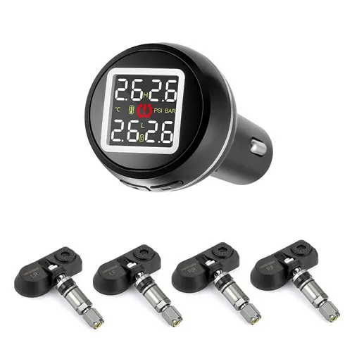 Built-in Sensor D580C автомобильная система контроля давления в шинах TPMS+ 4 внешних датчика usb порт для зарядки в режиме реального времени защита автомобильных шин - Тип: Built-in Sensor