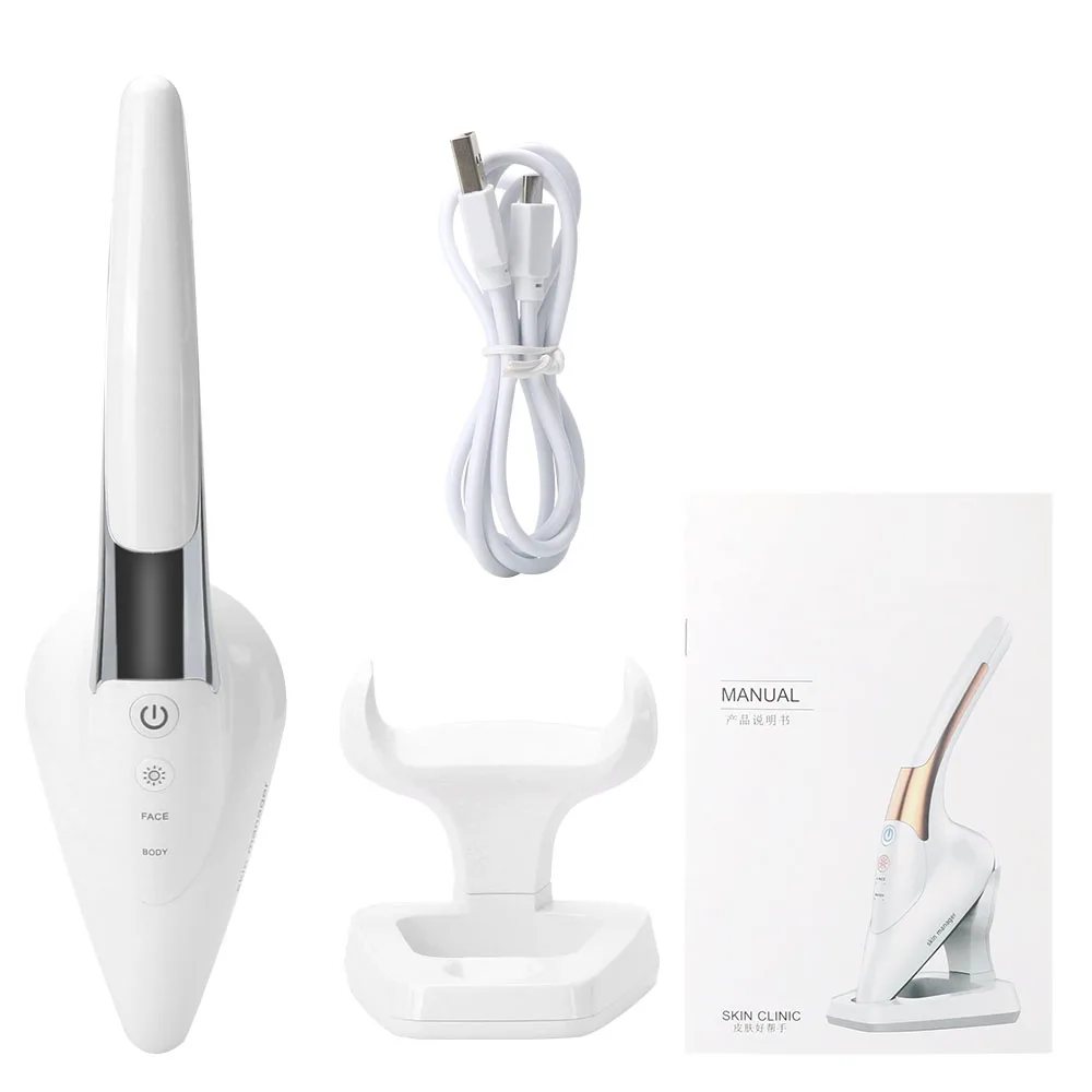 Microcurrent Iron Vibrating Body Massager Heat Iontophoresis Wrinkles Remover LED Photon Face Lifting Tightening Anti-aging Tool