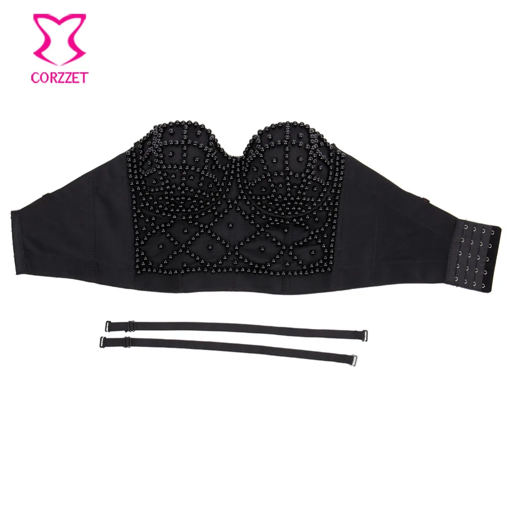 Женский бюстгалтер без бретелек черный пикантный бюстгальтер с бусинами из