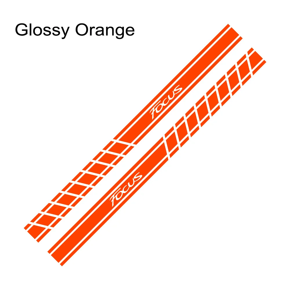 Glossy Orange 2 шт. стильные автомобильные длинные боковые полосы наклейки DIY авто виниловые гоночные Стильные наклейки для Ford Focus 2 3 MK2 MK3 аксессуары для тюнинга автомобиля - Color Name: Glossy Orange
