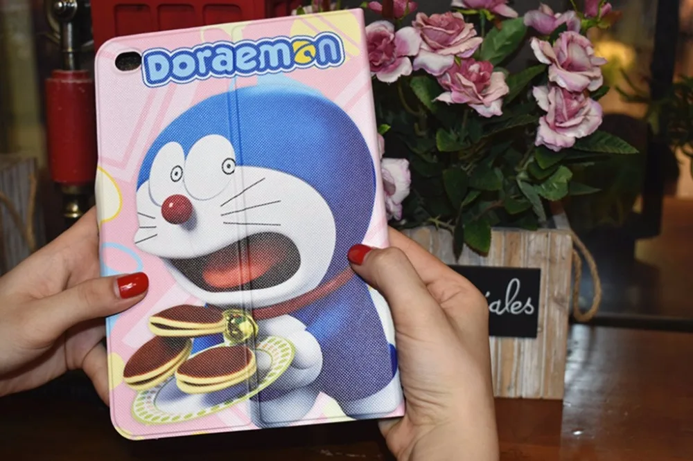 Чехол для планшета Doraemon Pattern из искусственной кожи для Apple iPad 2017 9.7 A1822 A1823 Smart Stand Ultra Slim Funda