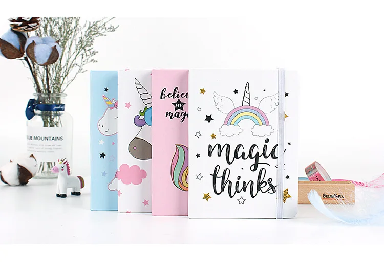 А5 Биндер каваи Единорог выстроились Журнал Планировщик Книга в твердом переплете блокнот бумага пуля журнал поставок Zwart Papier