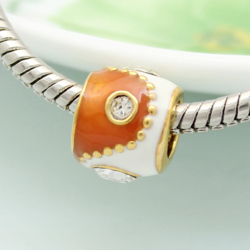 Women Fashion Accessories DIY Painted Charm Easter Gold White Horse Eye Rhinestone Amulet Fit Pandora Bracele | Украшения и