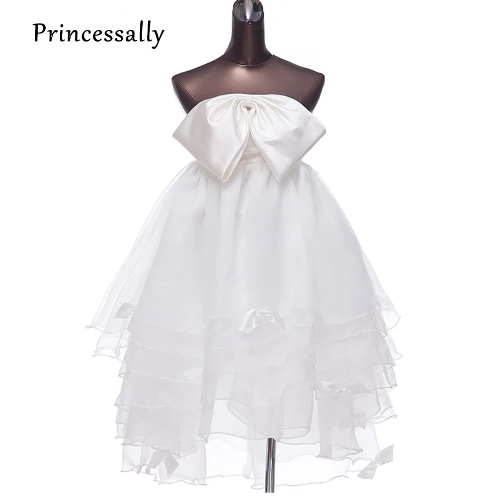 Женское свадебное платье с высокой талией бантом и низкой для беременных|high low