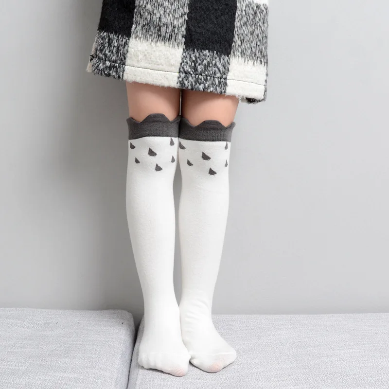White A Wecute/Детские гольфы в полоску с героями мультфильмов детские модные мягкие хлопковые гольфы детские носки с принтом в виде глаз и капель дождя - Цвет: White A