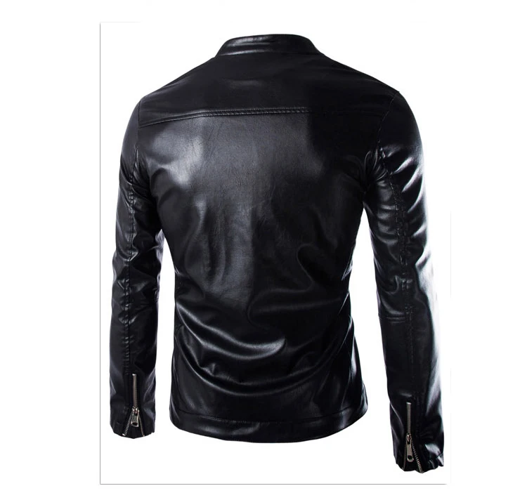 

Nice Mens Leather Jackets Oblique Placket Jaqueta De Couro Masculina Motorcycle Fashion Design Slim PU Leather Outwear Big Size