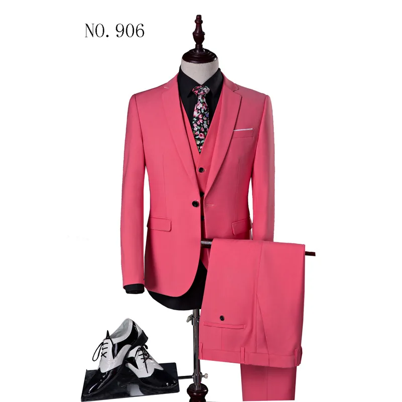 

Traje Hombre 2019 Autumn and Winter Men's Lapel Solid Color Suit Set Three-piece Suit