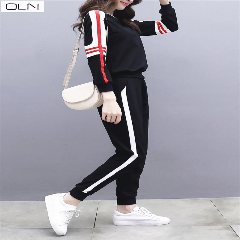 Повседневный Спортивный костюм для женщин новинка весны 2019 Корейская версия свободного покроя кофта бега с