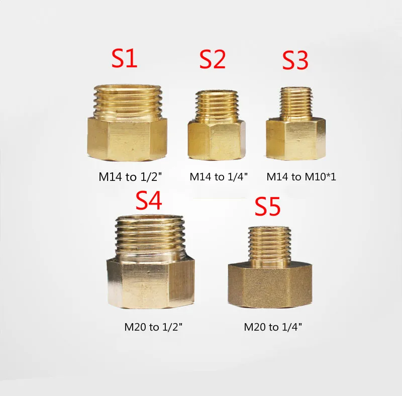 Манометр M14 Женский к 1/2 дюйма 1/4 M10 * 1 Мужской манометр фитинги M20 мужской