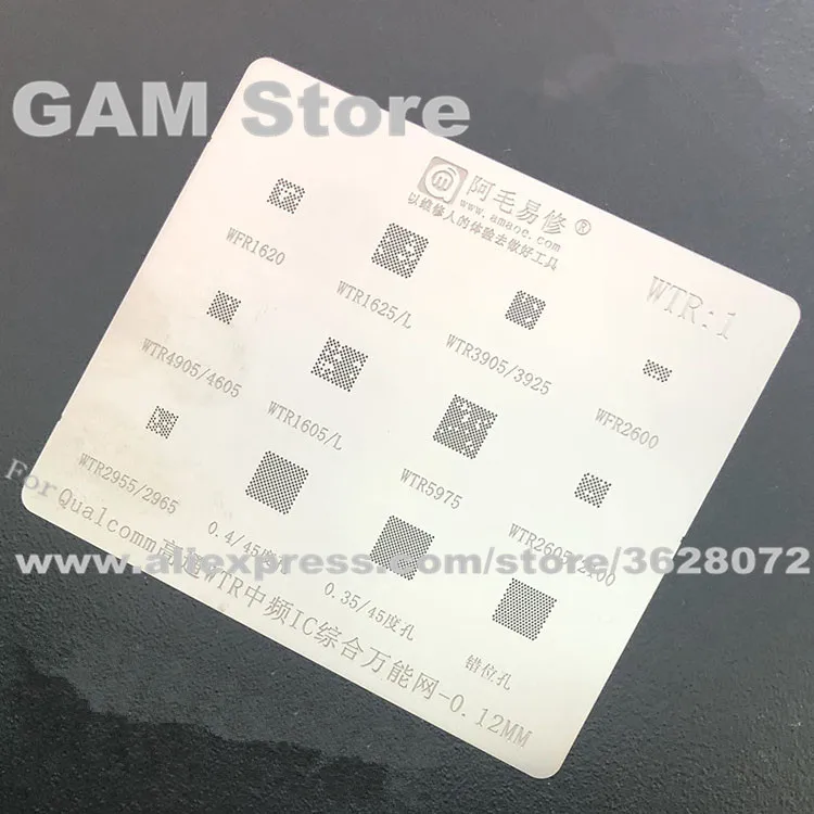 

WTR1625/L 3905 3925 4905 4605 1605/L 5975 2605 2100 2955 2965 WFR1620 2600 BGA Stencil Reballing Pins Tin Plant Net 0.12mm