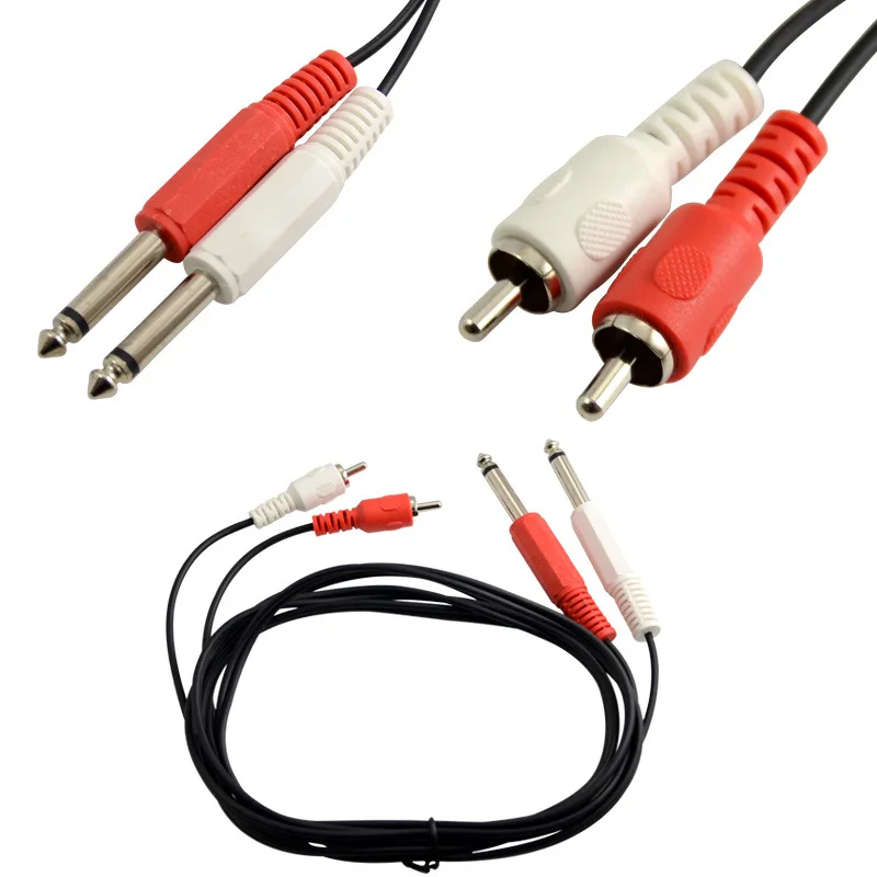 1/4 &quot2 Dual 6 35 мм моно папа до 2 RCA AUX аудио конвертер кабель адаптер 1 8 м| |