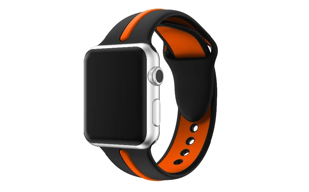 Спорт на открытом воздухе силиконовый двойной Цвет браслет ремешок для apple watch band 44/40/42/38 мм Мужские/Женские часы ремешок для iwatch серии 4 3 2 1