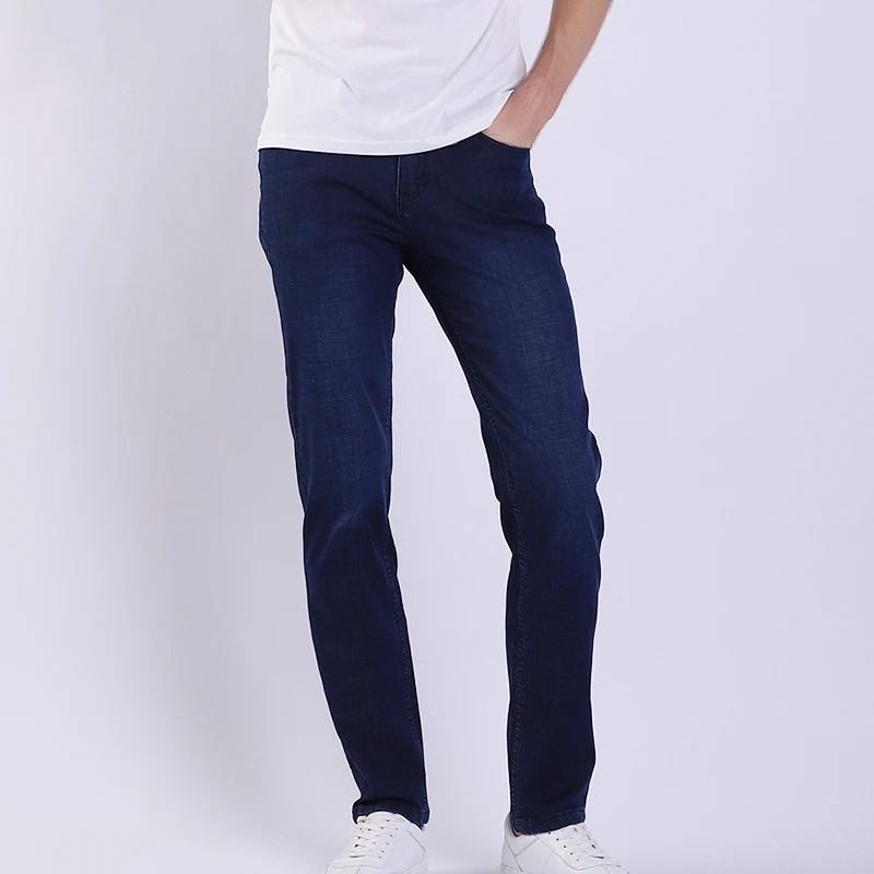 Мужские джинсы Leeshea эластичные из хлопка высокого качества Удобные зауженные