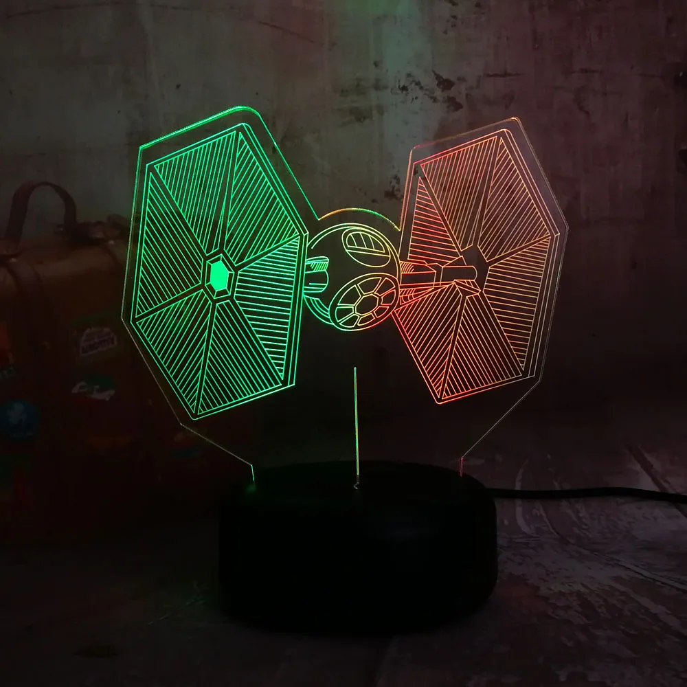Новинка Звездные войны истребитель TIE RGB 3D светодиодный 7 смешанных двойной Цвет
