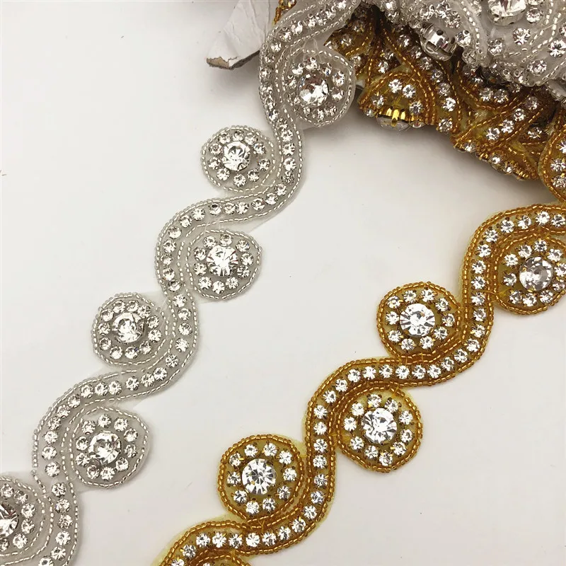 5 ярдов много цветов Жемчуг Хрустальная отделка с бисером из горного хрусталя