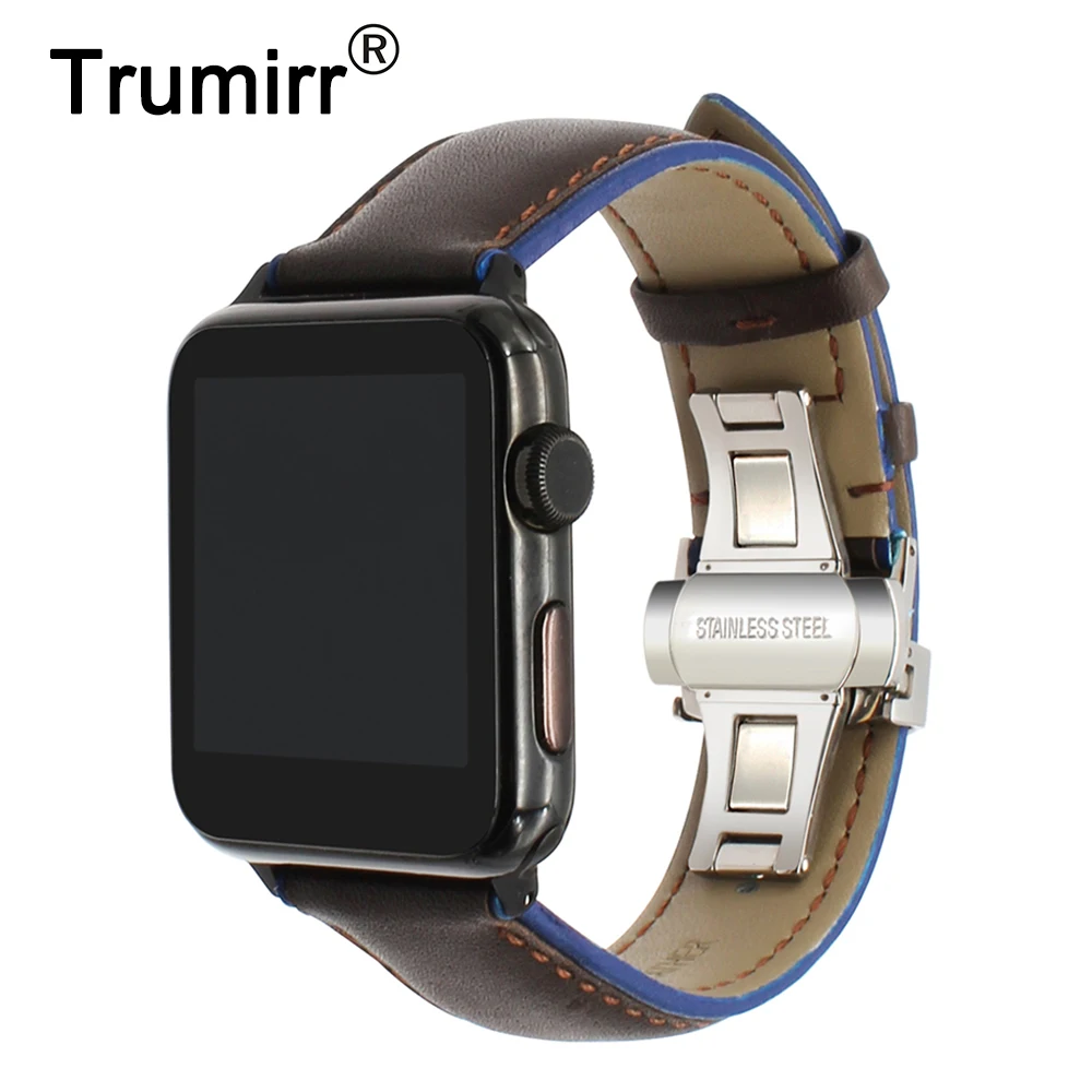 

France Leather Band for iWatch Apple Watch 8 7 SE 6 5 4 3 2 1 38mm 40mm 41mm 42mm 44mm 45mm 49mm Double Color Watchband Strap
