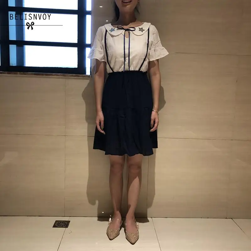 Летнее платье в японском стиле с вышивкой женские платья из хлопка и льна