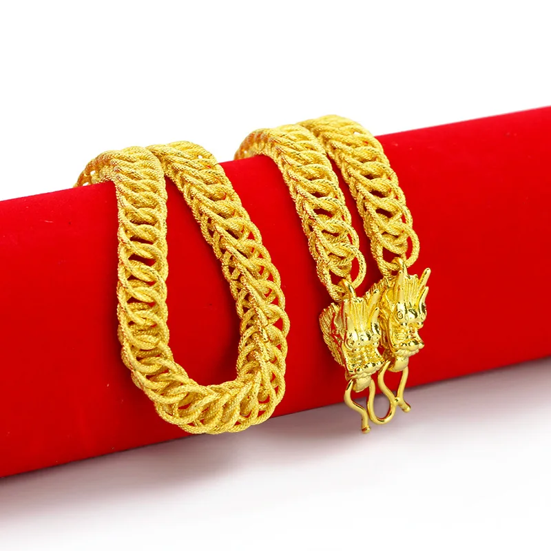 Мужская цепочка с драконом желтое золотое ожерелье в стиле панк мужское