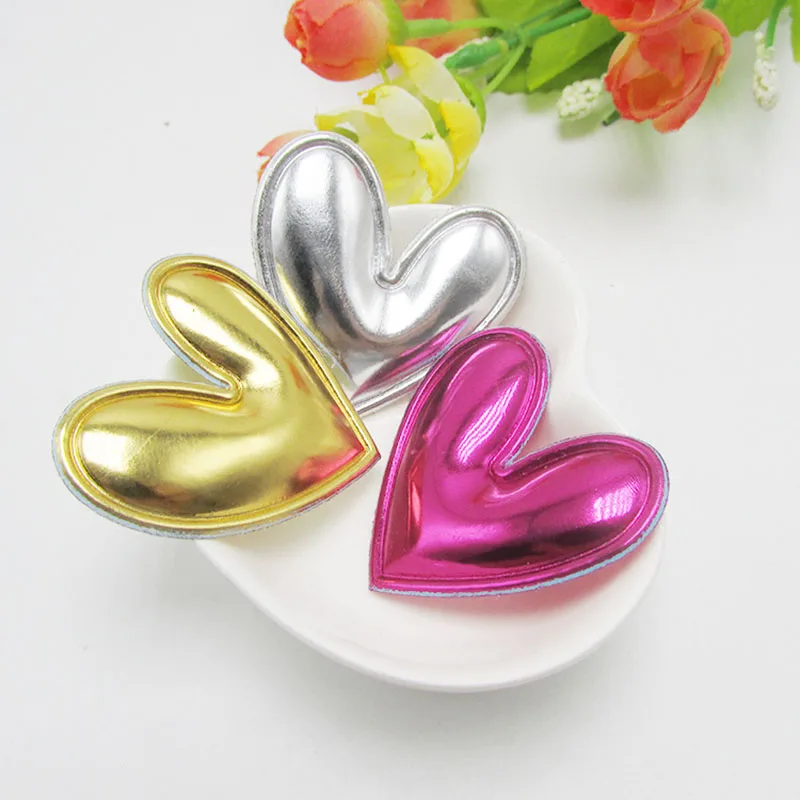 Free shipping 35PCS/lot 4.8cm pvc heart Padded Applique Crafts for girls Hair Accessories Decoration | Дом и сад