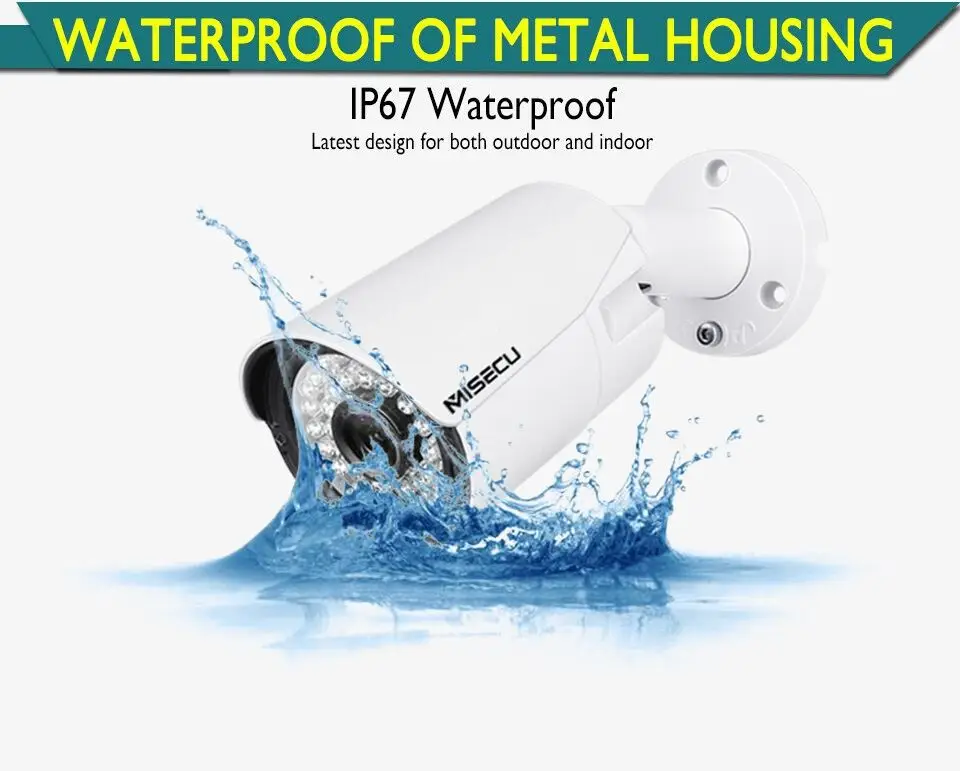 MISECU H.265/H264 Hi3516EV100 IP Камера Водонепроницаемый 48 В POE 2.0MP 1920*1080 P 25fps обнаружения
