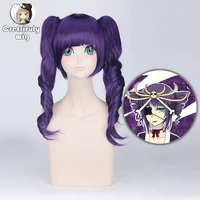bleach katenkyoukotsu 40cm long cosplay wig with bangs synthetic fake hair purple wavy anime costume party gift with ponytails