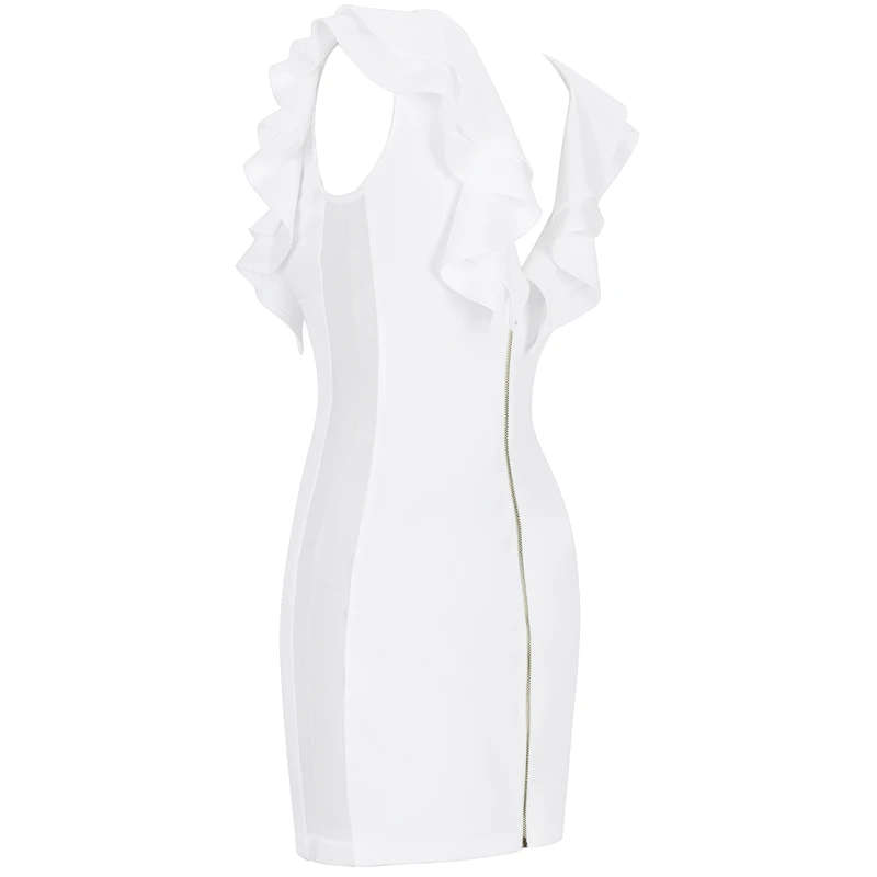 Белое вечернее платье с v образным вырезом и рукавами крылышками Ocstrade HI1035