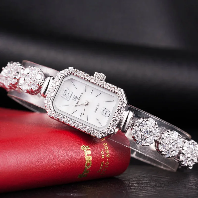 Женские кварцевые часы Royal Crown японский браслет с кристаллами роскошные стразы