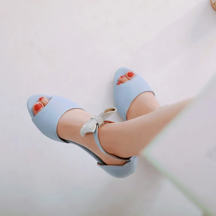 Big Size high heels sandals women shoes woman summer ladies Butterfly-knotted Fish-mouth Flat-heeled Button Shoes | Обувь