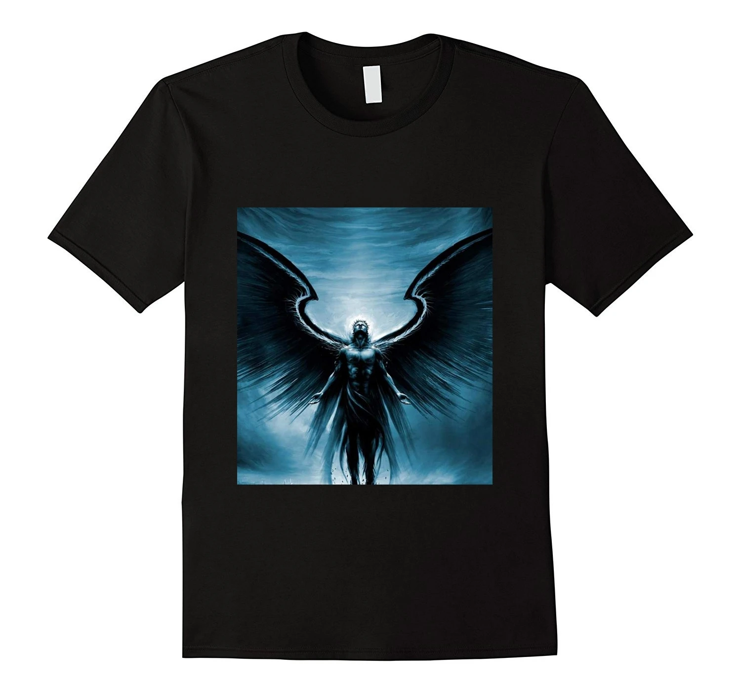 Крутая футболка Angel LC9685a_M_Black модная Хлопковая мужская с круглым вырезом S 3XL
