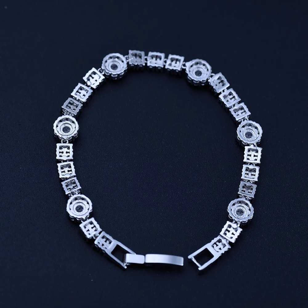 LUOTEEMI Brand Luxury Round High Quality AAA Cubic Zircon Link Chain Charming Bracelet for Women Wedding Bangle Jewelry Gifts | Украшения и