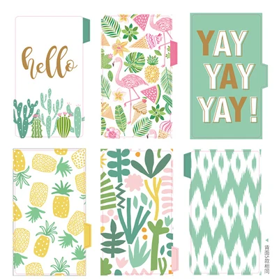 2020 перегородки для блокнотов A5 A6 зеленые летние золотые с ананасом 6 колец