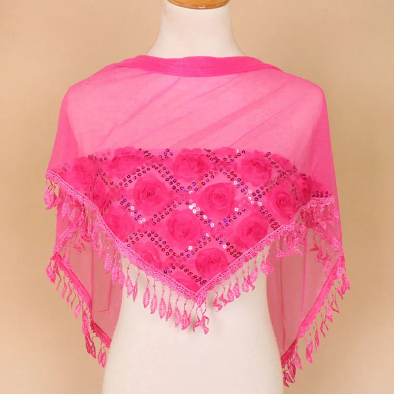 

Lace Monochrome Triangle Towel New Hollowed Lady Nylon Triangle Scarf