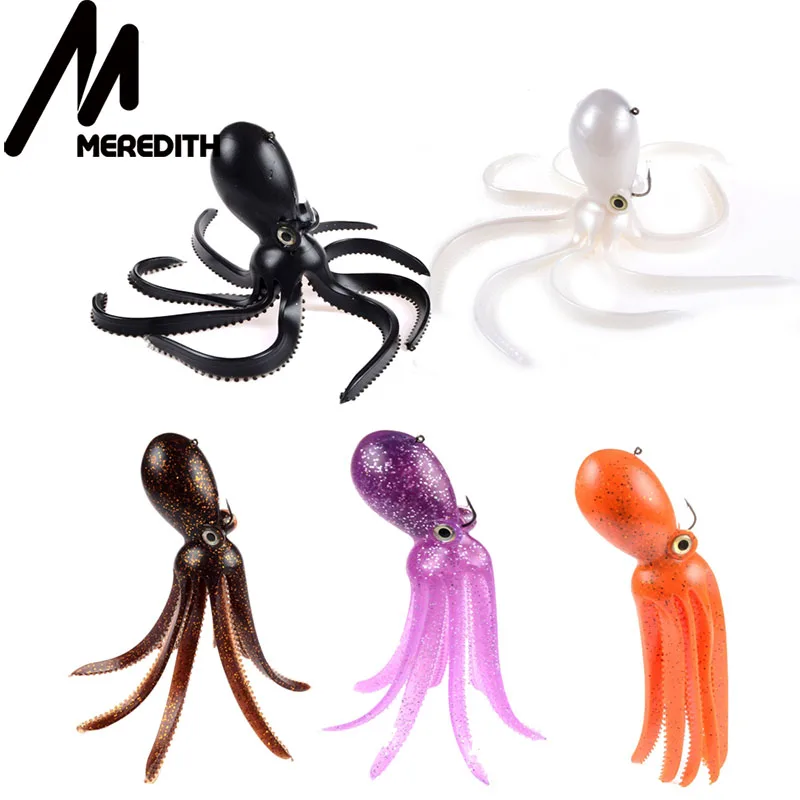 От магазина Meredith 5 шт 9.45in Artficial Осьминог Jig Head длинный хвост мягкого свинца Мягкие