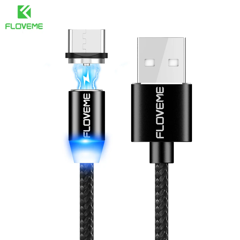 1 Plug 1 Black Cable FLOVEME светодиодный Magentic type-C USB кабель для samsung Galaxy S9 S8 Note 8 магнитное зарядное устройство 1 м плетеный кабель type-C для Oneplus Macbook - Цвет: 1 Plug 1 Black Cable
