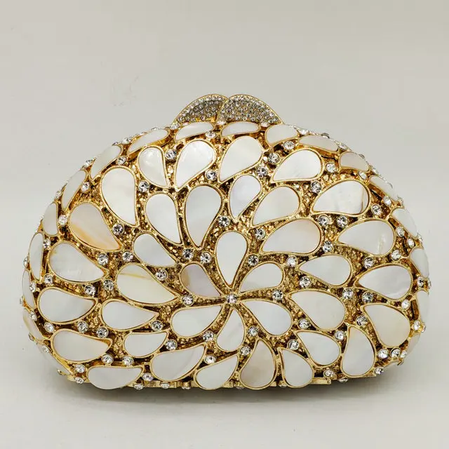 Gold Crystal bag Бутик де фгг выдалбливают из натуральной оболочки женские вечерние сумки жесткий чехол Дамская металлическая расшитая кристаллами Сумочка-клатч свадебные сумочки вечерние сумки - Цвет: Gold Crystal bag