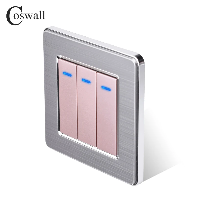 Переключатель света Coswall настенный переключатель из нержавеющей стали 3 клавиши 2