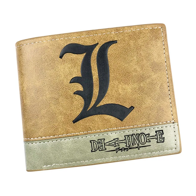 Кошелек цвета хаки из кожи аниме DEATH NOTE короткий бумажник L Lawliet мужской женский и