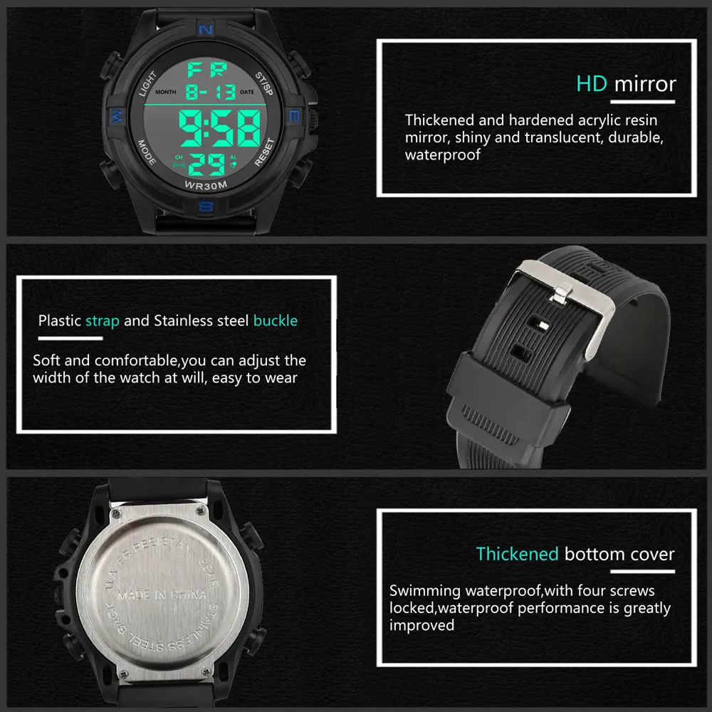 New silicone strap digital watch Luxury Men Analog Digital Military Sport LED Waterproof Wrist Watch Montre Homme Hot Sales #03 | Наручные