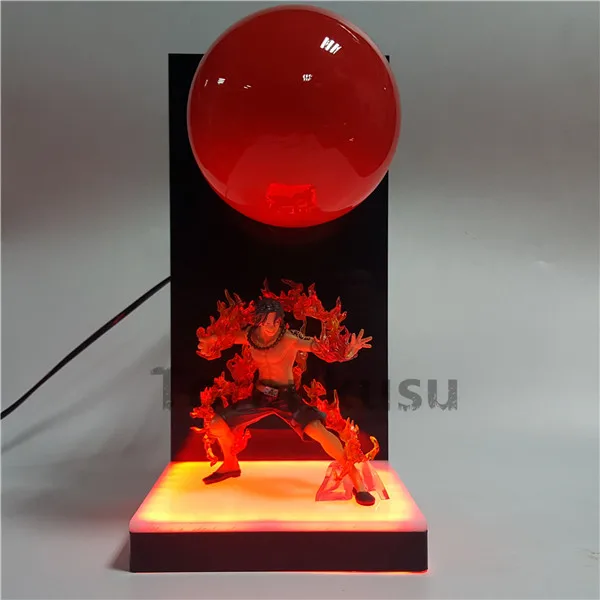 Белый One piece Эйс ПВХ фигурка 300 мм DIY аниме Одна деталь фигурка в форме мяча основание светодиодной лампочки диорама Одна деталь модели игрушки - Цвет: Белый