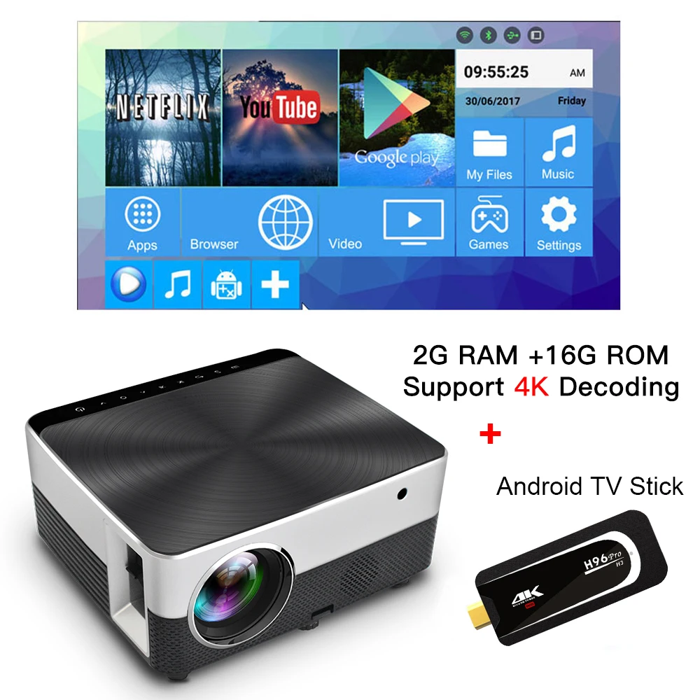 Salange M5 Мини светодиодный проектор 720 P HDMI USB VGA HD wifi Bluetooth домашний кинотеатр Android 7 1