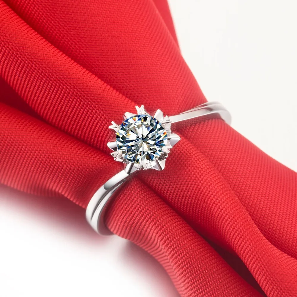 0,5 карата чистый 750 Золотой Снежный хлопья стиль удлиненный CHARLES& COLVARD Moissanite обручальное кольцо хорошие Свадебные украшения Розничная и