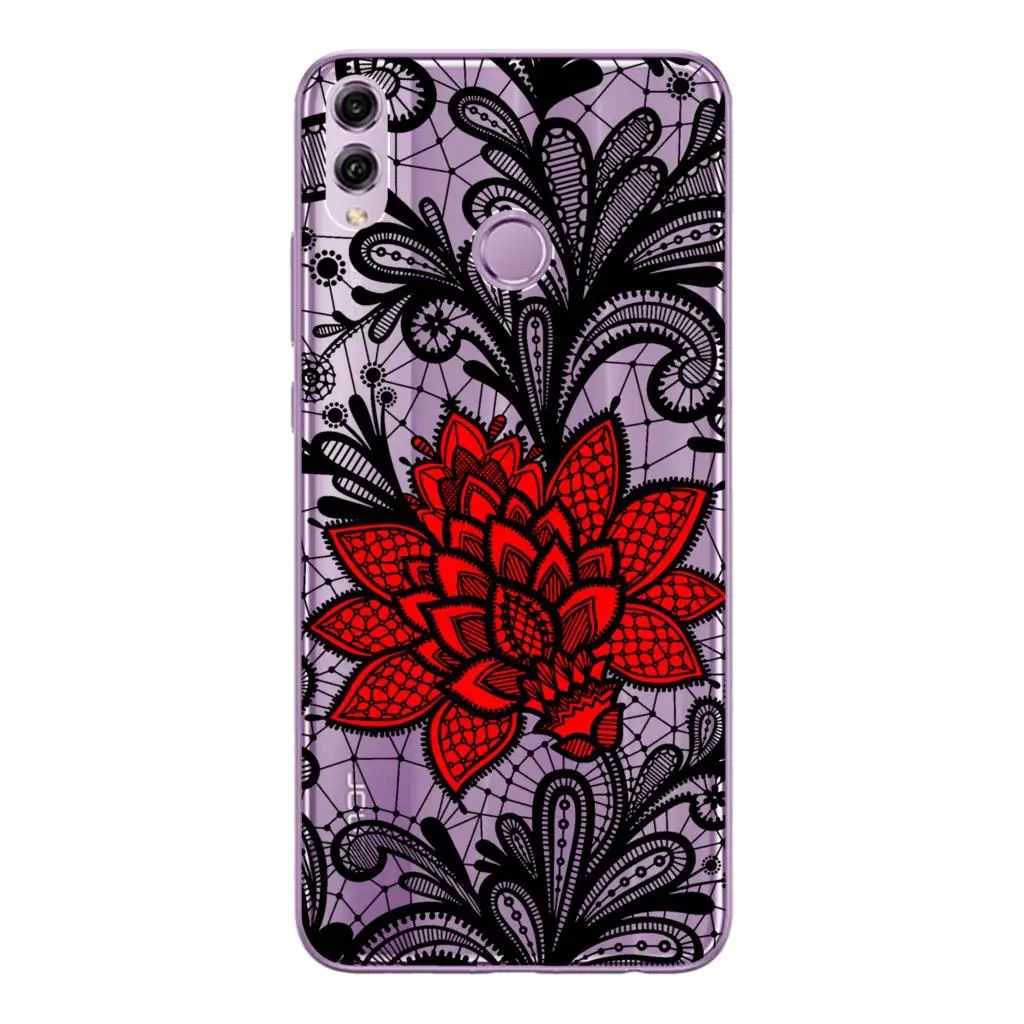Soft TPU Funda For Huawei Honor 7A Pro 7X 7C 8 8X 9 Lite 10 Play Case Cover Silicone Coque Mandala Lace Flower Capa Phone Shell |